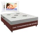Cama Box + Colchão Casal D28 Confort Premium + 2 Travesseiros Ortobom