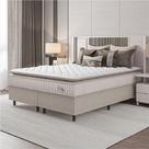 Cama Box Colchão Casal King Molas Ensacadas City Pillow Top 193x203x61cm Bege Branco Hellen