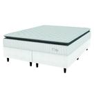 Cama Box Colchão Casal King Molas Ensacadas City Pillow Top 193x203x61cm Linho Branco / Cinza Hellen - Suporta até 110kg por Pessoa