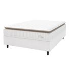 Cama Box Colchão Casal Molas Ensacadas City Pillow Top 138x188x61cm Linho Branco / Bege Hellen