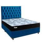 Cama Box + Colchão Casal Molas Ensacadas Life Gold Paropas + Cabeceira Estofada