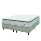 Cama Box Colchão Casal Queen Molas Ensacadas City Pillow Top 158x198x61cm Branco / Bege Hellen - Suporta até 110kg por Pessoa
