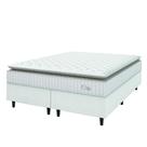 Cama Box Colchão Casal Queen Molas Ensacadas City Pillow Top 158x198x61cm Linho Branco / Bege Hellen - Suporta até 110kg por Pessoa