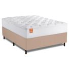 Cama Box Colchão Casal Queen Molas Ensacadas Real 158x198x65cm Branco / Bege Inducol - Suporta até 130kg por Pessoa