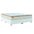 Cama Box Colchão Casal Queen Molas Ensacadas Real 158x198x65cm Linho Branco / Bege Inducol - Suporta até 130kg por Pessoa