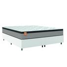 Cama Box Colchão Casal Queen Molas Ensacadas Real 158x198x65cm Linho Branco / Preto Inducol - Suporta até 130kg por Pessoa