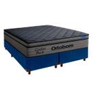 Cama Box + Colchão Queen Confort Black Espuma Ortobom Cor:Azul