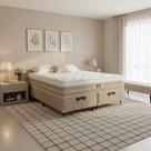 Cama Box + Colchão Queen Size Castor Mola Pocket Silver Star AIR com Box SI One Face 158x198x72cm