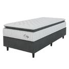 Cama Box Colchão Solteiro Molas Ensacadas City Pillow Top 88x188x61cm Branco-Preto Hellen Suporta até 110kg por Pessoa