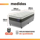 Cama Box Colchão Solteiro Molas Ensacadas Euro In Atlantic 88x188x66cm Cinza Cama Box Colchão Solteiro Molas Ensacadas Euro In Atlantic 88x188x66cm Cinza