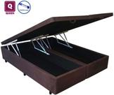 Cama Box Com Baú Bipartido Queen size Suede Marrom