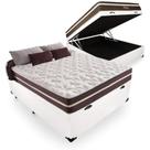 Cama box com baú branco casal com colchão de molas ensacadas classicsuperlastic anjos