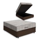 Cama Box Com Baú Casal Marrom + Colchão De Molas Ensacadas - Ortobom - AirTech SpringPocket - 138x188x67cm Cama Box Com Baú Casal Marrom + Colchão De Molas Ensacadas - Ortobom - AirTech SpringPocket - 138x188x67cm