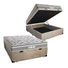 Cama Box Com Baú Casal Suede Bege com Colchão De Molas Ensacadas - Probel - Evolution 138cm