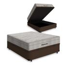 Cama Box Com Bau Marrom Colchão Ortobom De Molas Ensacadas Airtech Springpocket