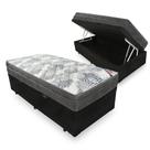 Cama Box Com Baú Preto - Solteiro + Colchão ISO Superpocket Molas Ensacadas - 67x88x188 Cama Box Com Baú Preto - Solteiro + Colchão ISO Superpocket Molas Ensacadas - 67x88x188