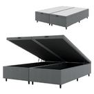 Cama Box Com Baú Queen 1,58m Prince Suede Cinza Cinza
