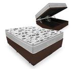 Cama Box Com Baú Queen Bipartido Tecido Sintético Marrom com Colchão De Molas Ensacadas - Probel - Evolution 158cm Cama Box Com Baú Queen Bipartido Tecido Sintético Marrom com Colchão De Molas Ensacadas - Probel - Evolution 158cm