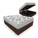 Cama Box Com Baú Queen Bipartido Tecido Sintético Marrom com Colchão De Molas Ensacadas - Probel - Evolution 158cm