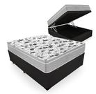 Cama Box Com Baú Queen Bipartido Tecido Sintético Preto com Colchão de Molas Ensacadas - Probel - Evolution 158cm Cama Box Com Baú Queen Bipartido Tecido Sintético Preto com Colchão de Molas Ensacadas - Probel - Evolution 158cm
