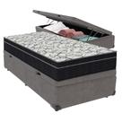 Cama + Box Com Bau Solteiro Colchão Extra Firme Airtech Ortobom D45 Cor:cinza