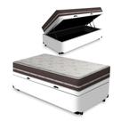 Cama Box com Baú Solteiro King branco + Colchão De Molas - Anjos - Classic Superlastic 96x203x59cm