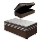 Cama Box com Baú Solteiro King Marrom Colchão De Molas DAngelis Classic Superlastic 96x203x59cm Cama Box com Baú Solteiro King Marrom Colchão De Molas DAngelis Classic Superlastic 96x203x59cm