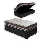 Cama Box com Baú Solteiro King Preto Colchão De Molas DAngelis Classic Superlastic 96x203x59cm Cama Box com Baú Solteiro King Preto Colchão De Molas DAngelis Classic Superlastic 96x203x59cm