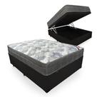 Cama Box Com Baú Viúva Blindado + Colchão De Molas Ensacadas - Ortobom - iso SuperPocket 128cm - Preto