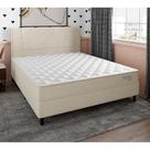 Cama Box com Cabeceira e Colchão Casal Stella Molas Ensacadas (60x138x188) Bege