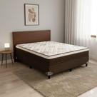Cama Box Com Colchão De Casal 138x188x48cm Veneza Marrom Marrom Com Bege
