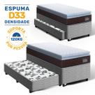 Cama Box com Colchão de Espuma D33 Pillow Top Comfort Luxo Auxiliar de Molas Unique Solteiro 88 cm