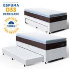 Cama Box com Colchao de Espuma D33 Pillow Top Comfort Luxo com Auxiliar de Espuma Unique Solteiro 88 cm