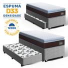 Cama Box com Colchão de Espuma D33 Pillow Top Comfort Luxo com Auxiliar de Espuma Unique Solteiro 88 cm