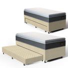 Cama Box com Colchao de Espuma D45 Pillow Top Fort Comfort + Auxiliar de Espuma Unique Solteiro 88cm Cama Box com Colchao de Espuma D45 Pillow Top Fort Comfort + Auxiliar de Espuma Unique Solteiro 88cm