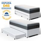Cama Box com Colchao de Espuma D45 Pillow Top Fort Comfort com Auxiliar de Espuma Unique Solteiro 88 cm
