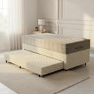 Cama Box com Colchao de Molas Ensacadas Ortobom AirTech SpringPocket Auxiliar de Espuma Unique Solteiro 88 cm
