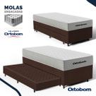 Cama Box com Colchão de Molas Ensacadas Ortobom One Face Plenno Superpocket + Auxiliar de Espuma Solteiro 88cm