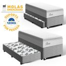 Cama Box com Colchão de Molas Ensacadas Pillow Top Flora Auxiliar de Espuma Unique Solteiro 88 cm