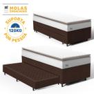Cama Box com Colchão de Molas Ensacadas Pillow Top Neve Auxiliar de Espuma Unique Solteiro 88 cm