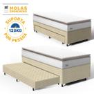 Cama Box com Colchão de Molas Ensacadas Pillow Top Neve Auxiliar de Espuma Unique Solteiro 88 cm