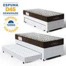 Cama Box com Colchão Ortobom de Espuma D45 Solteiro ISO 150 e Auxiliar de Espuma Unique Solteiro 88 cm