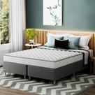 Cama Box com Colchão Queen Howie Misto D33 (17x158x198) Branco e Cinza