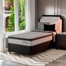 Cama Box com Colchão Solteirão Luigi Molas Ensacadas (22x108x198) Branco e Cinza