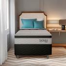 Cama Box com Colchão Solteiro Ethan Molas Ensacadas (22x88x188) Branco e Cinza