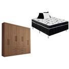 Cama Box Conjugada Casal Union Ortobom + Guarda Roupa Master 8.6 Atacama