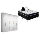 Cama Box Conjugada Casal Union Ortobom + Guarda Roupa Master 8.6 Branco