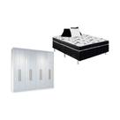 Cama Box Conjugada Casal Union Ortobom + Guarda Roupa Master Vip 8.4 Branco