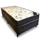 Cama Box Conjugada Ortopédica Solteiro 88 x 188 - Suede Marrom - Tampo Bambu Marrom
