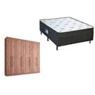 Cama Box Conjugado Casal Union Ortobom + Guarda Roupa Master Vip 8.4 Atacama